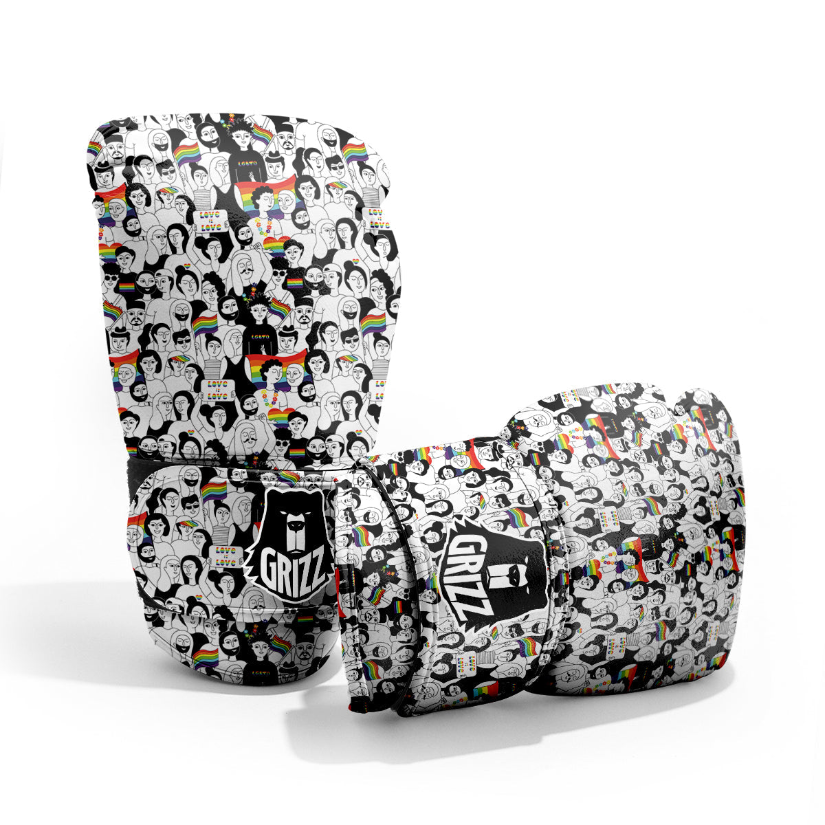 LGBT Doodle Pride Parade Print Pattern Pro Boxing Glove