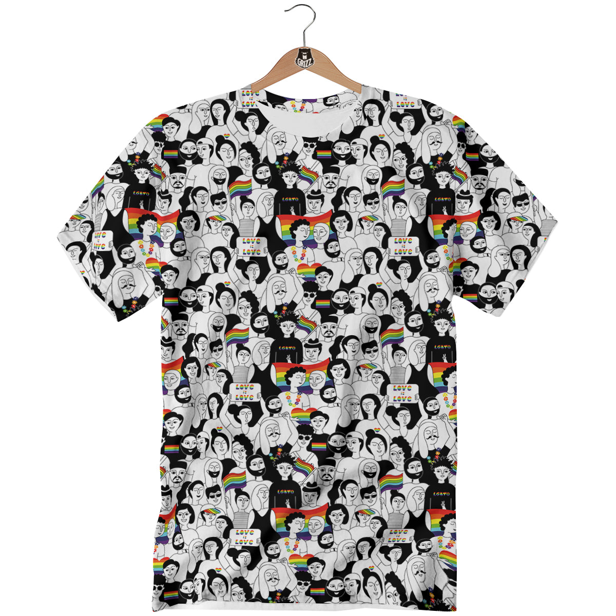 LGBT Doodle Pride Parade Print Pattern T-Shirt-grizzshop