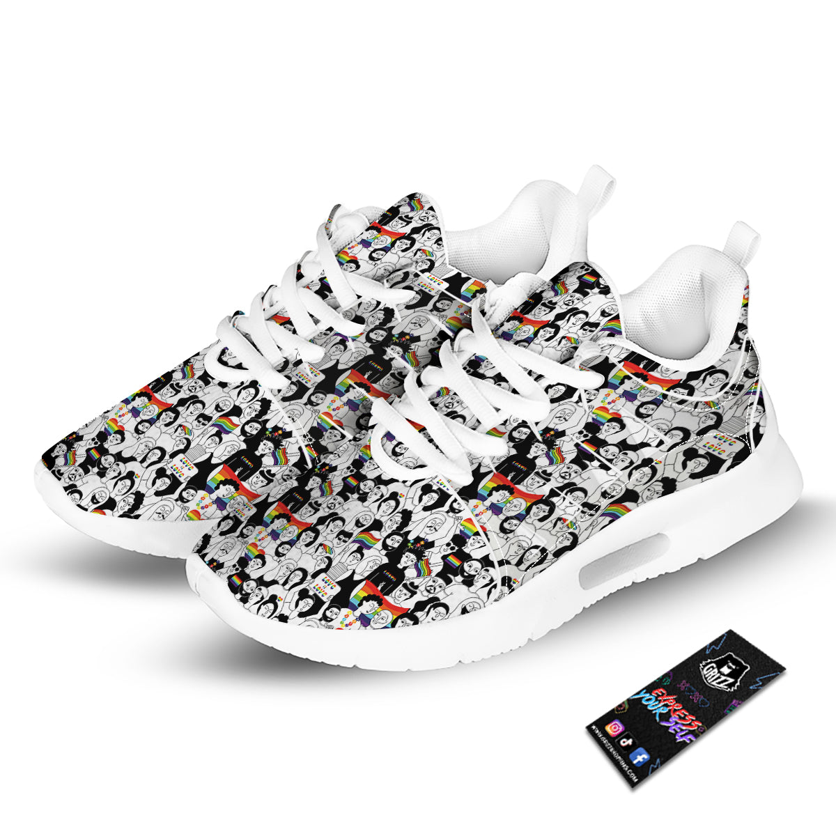 LGBT Doodle Pride Parade Print Pattern Tennis Shoes-grizzshop