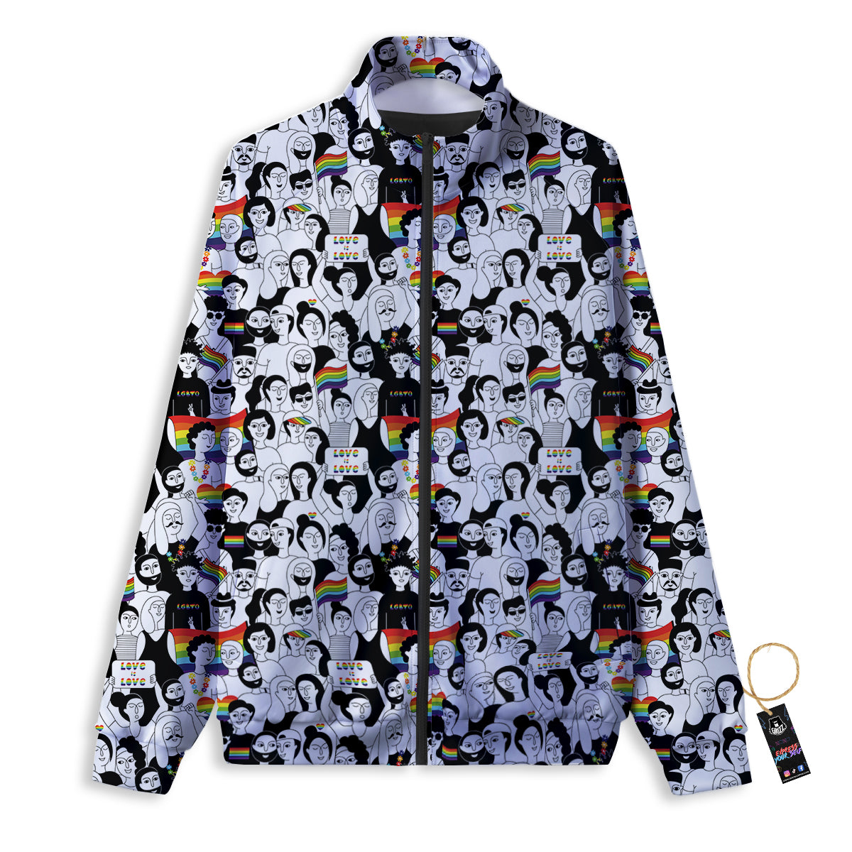 LGBT Doodle Pride Parade Print Pattern Track Jacket-grizzshop