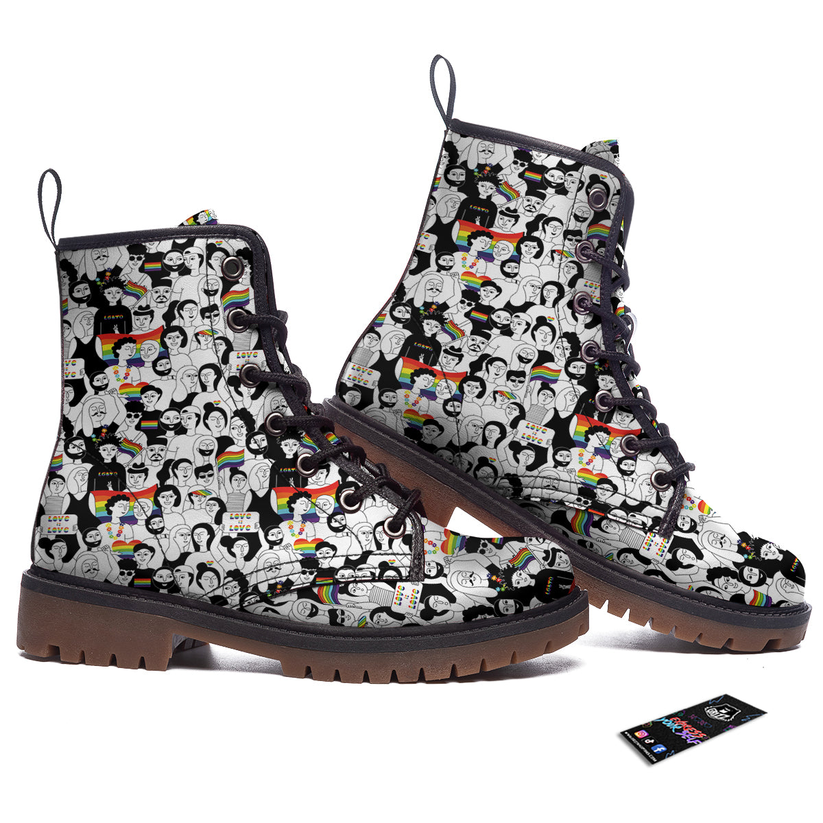 LGBT Doodle Pride Parade Print Pattern Work Boots-grizzshop