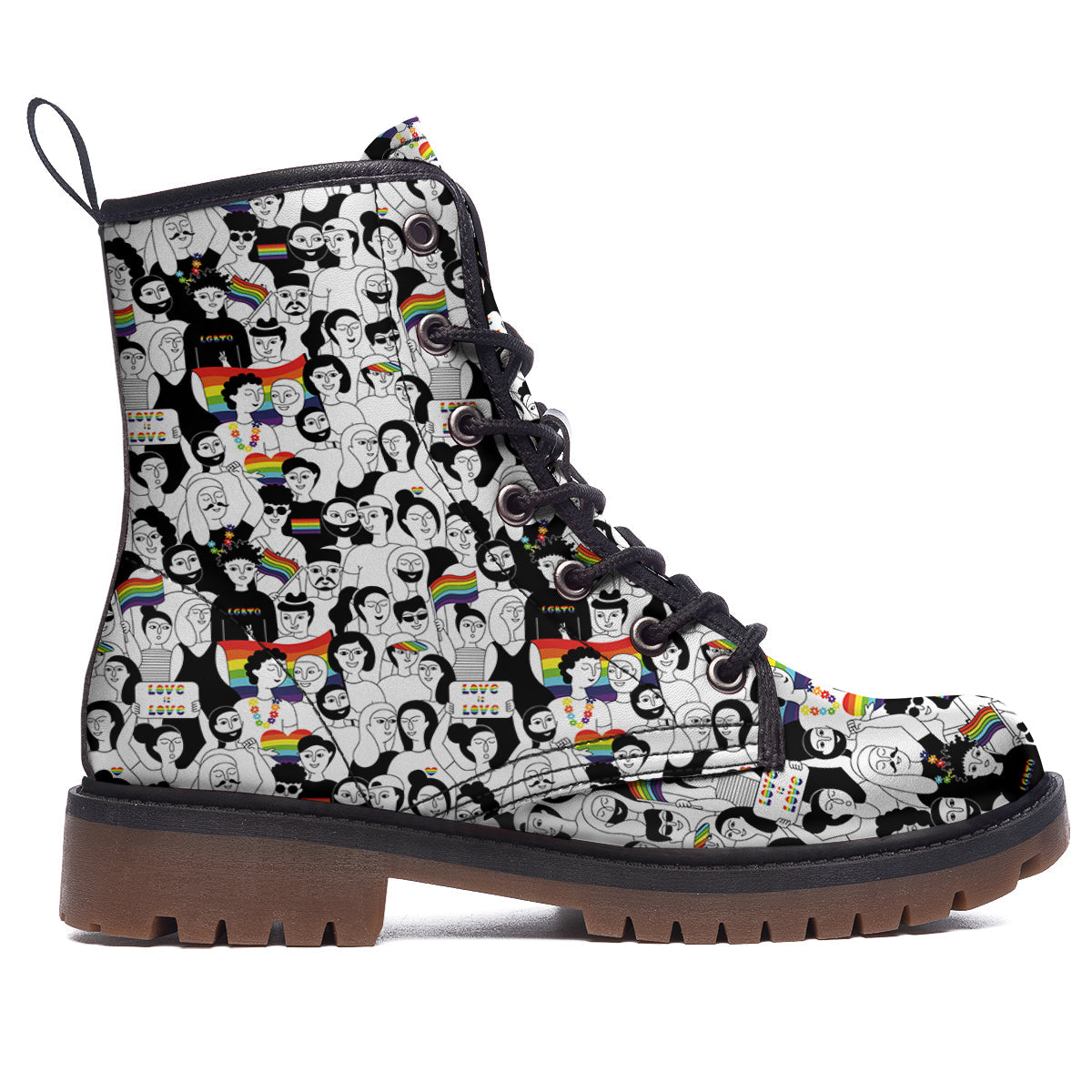 LGBT Doodle Pride Parade Print Pattern Work Boots-grizzshop