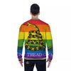 LGBT Gadsden Rainbow Flag Print Baseball Jacket-grizzshop