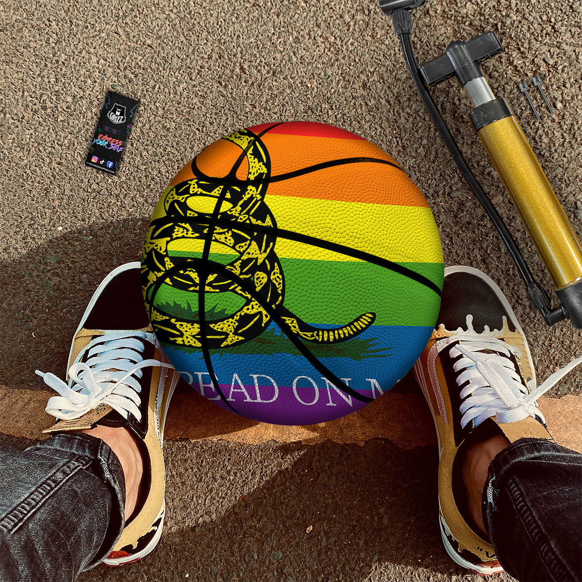 LGBT Gadsden Rainbow Flag Print Basketball-grizzshop