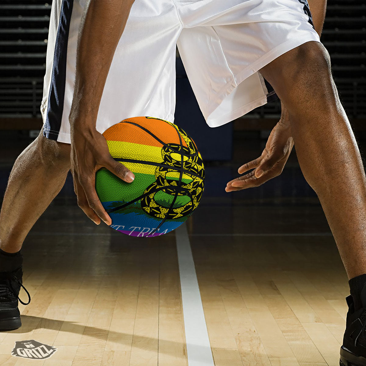 LGBT Gadsden Rainbow Flag Print Basketball-grizzshop