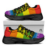 LGBT Gadsden Rainbow Flag Print Black Chunky Shoes-grizzshop