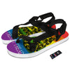 LGBT Gadsden Rainbow Flag Print Black Open Toe Sandals-grizzshop