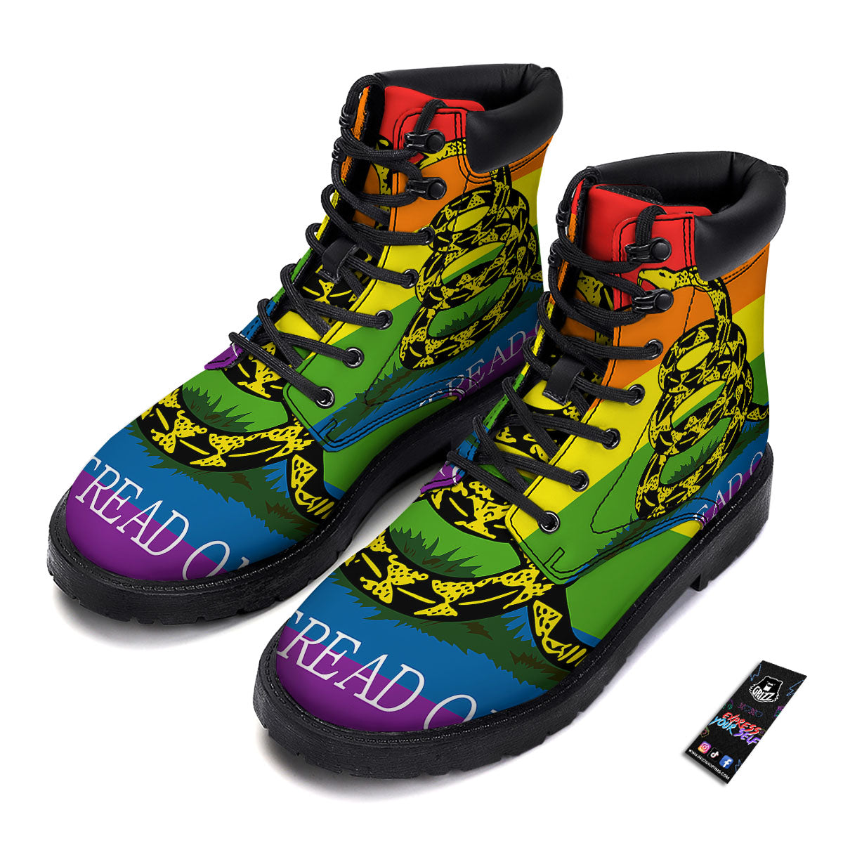 LGBT Gadsden Rainbow Flag Print Boots-grizzshop