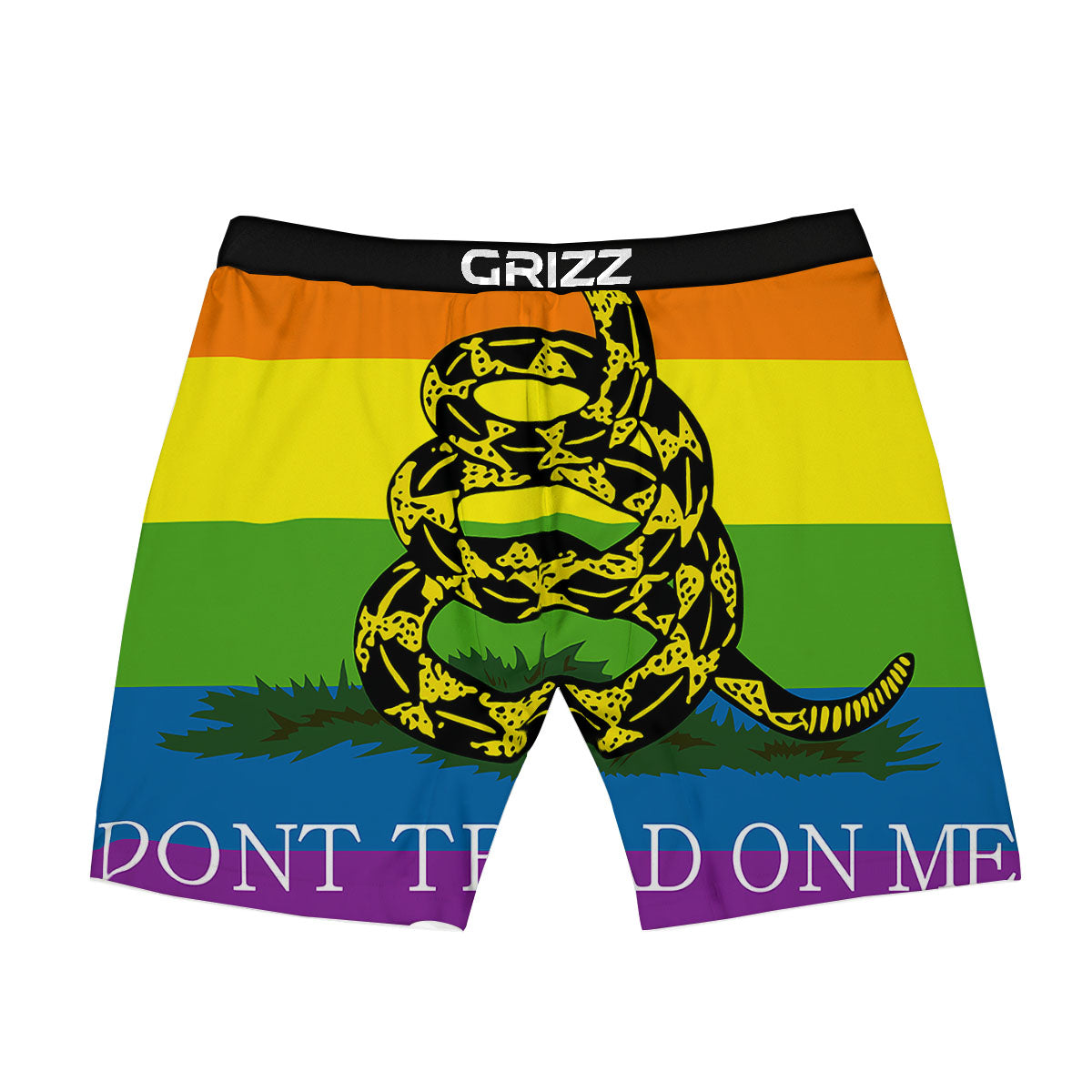 LGBT Gadsden Rainbow Flag Print Boxer Briefs-grizzshop