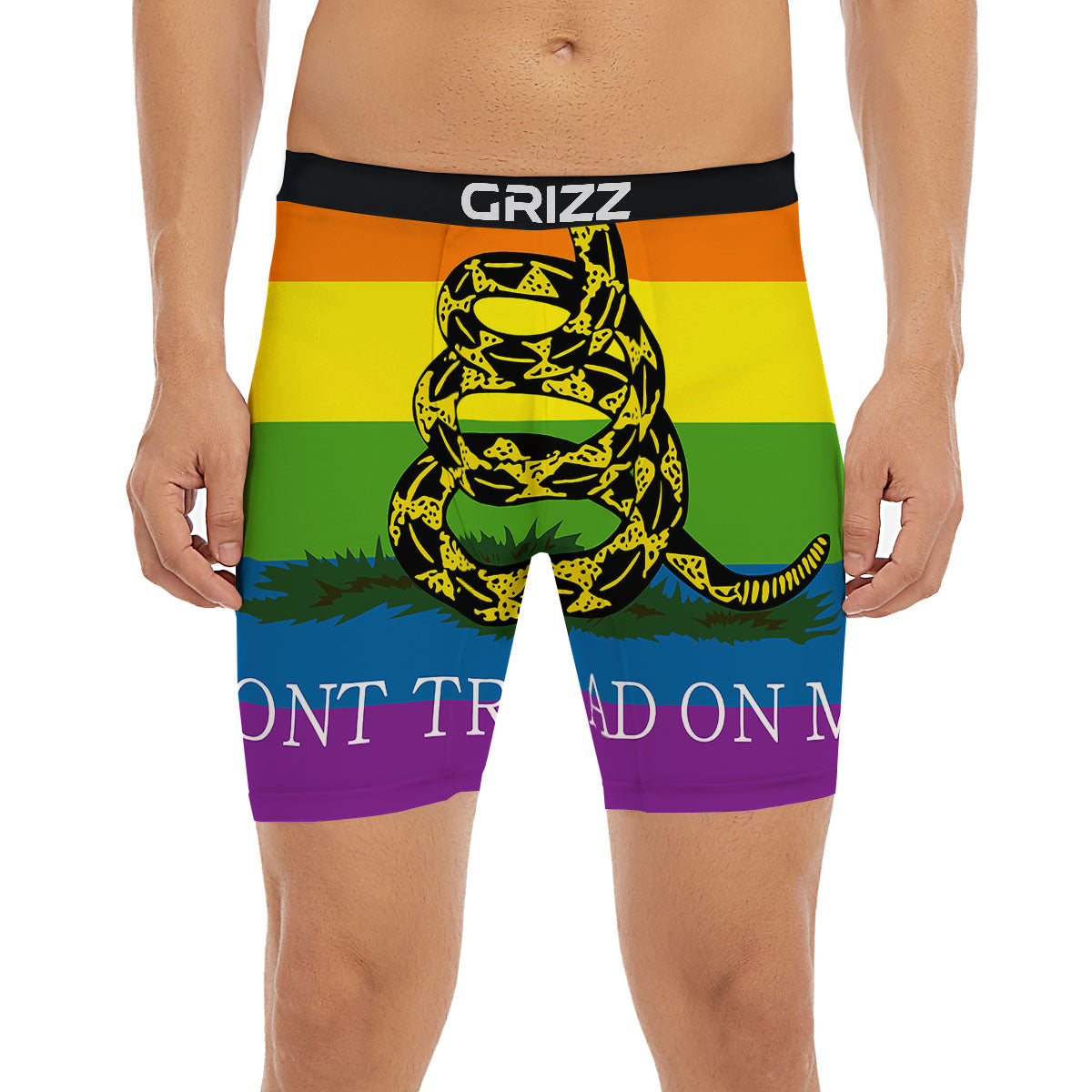 LGBT Gadsden Rainbow Flag Print Boxer Briefs-grizzshop
