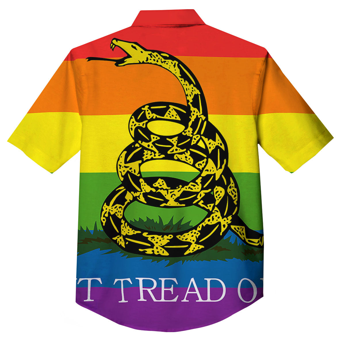 LGBT Gadsden Rainbow Flag Print Button Up Shirt-grizzshop