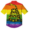 LGBT Gadsden Rainbow Flag Print Button Up Shirt-grizzshop