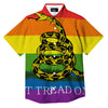 LGBT Gadsden Rainbow Flag Print Button Up Shirt-grizzshop