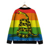 LGBT Gadsden Rainbow Flag Print Cardigan-grizzshop