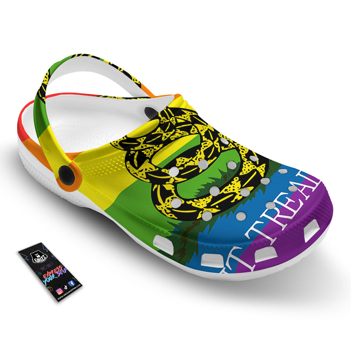 LGBT Gadsden Rainbow Flag Print Clog-grizzshop