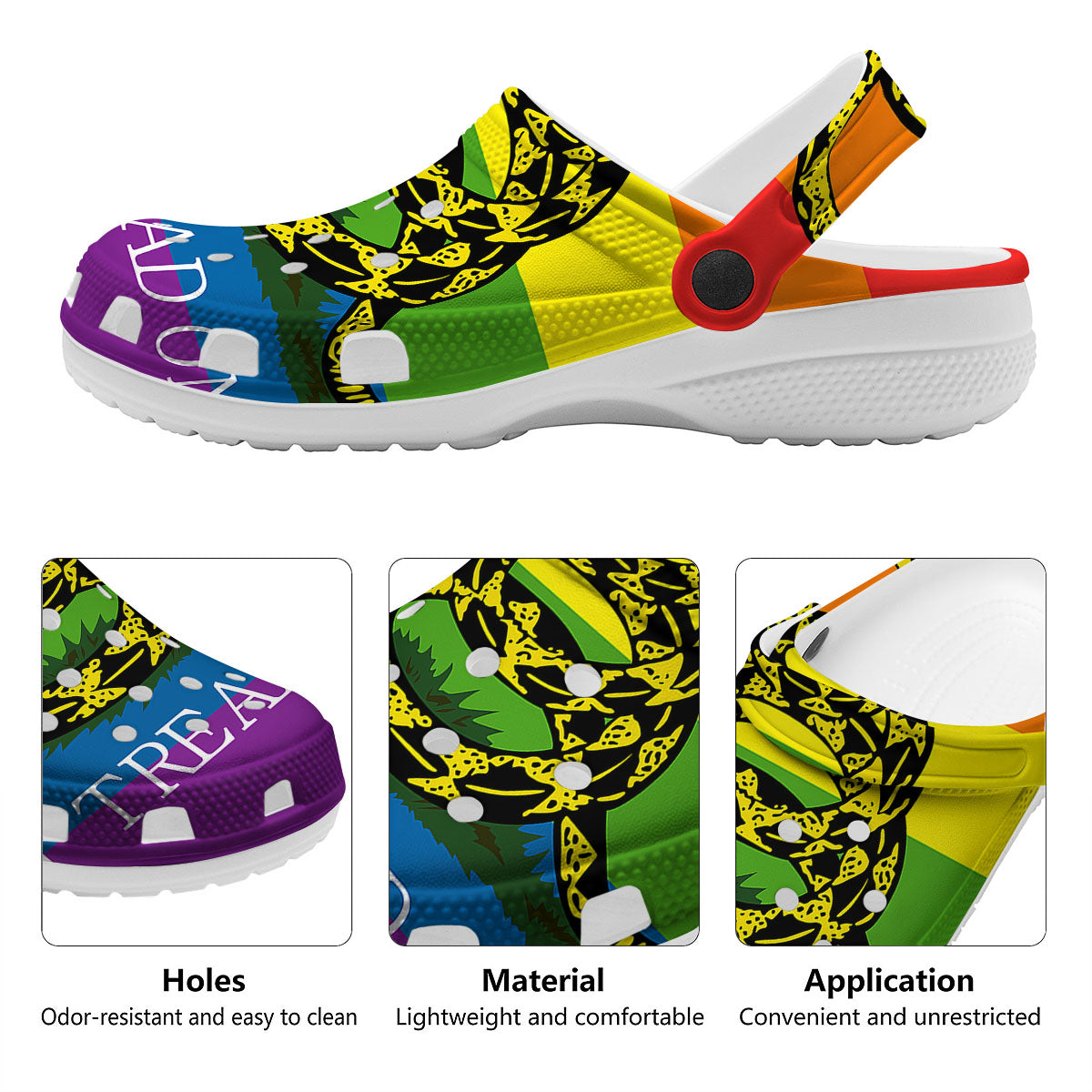 LGBT Gadsden Rainbow Flag Print Clog-grizzshop