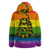 LGBT Gadsden Rainbow Flag Print Down Jacket-grizzshop