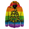 LGBT Gadsden Rainbow Flag Print Down Jacket-grizzshop