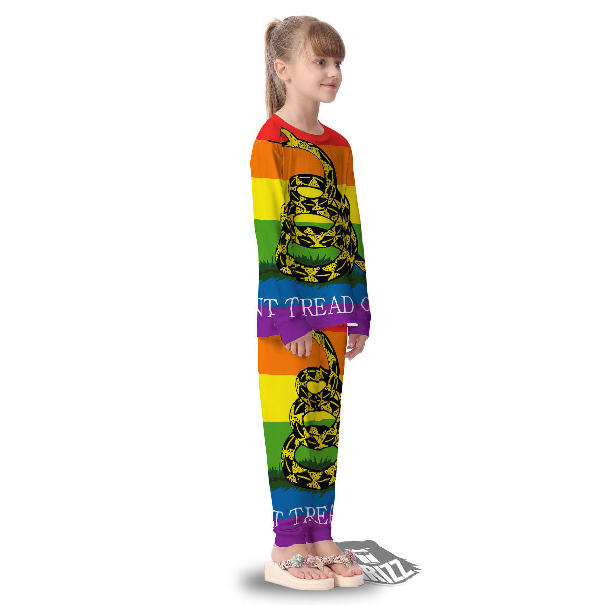 LGBT Gadsden Rainbow Flag Print Kid's Pajamas-grizzshop