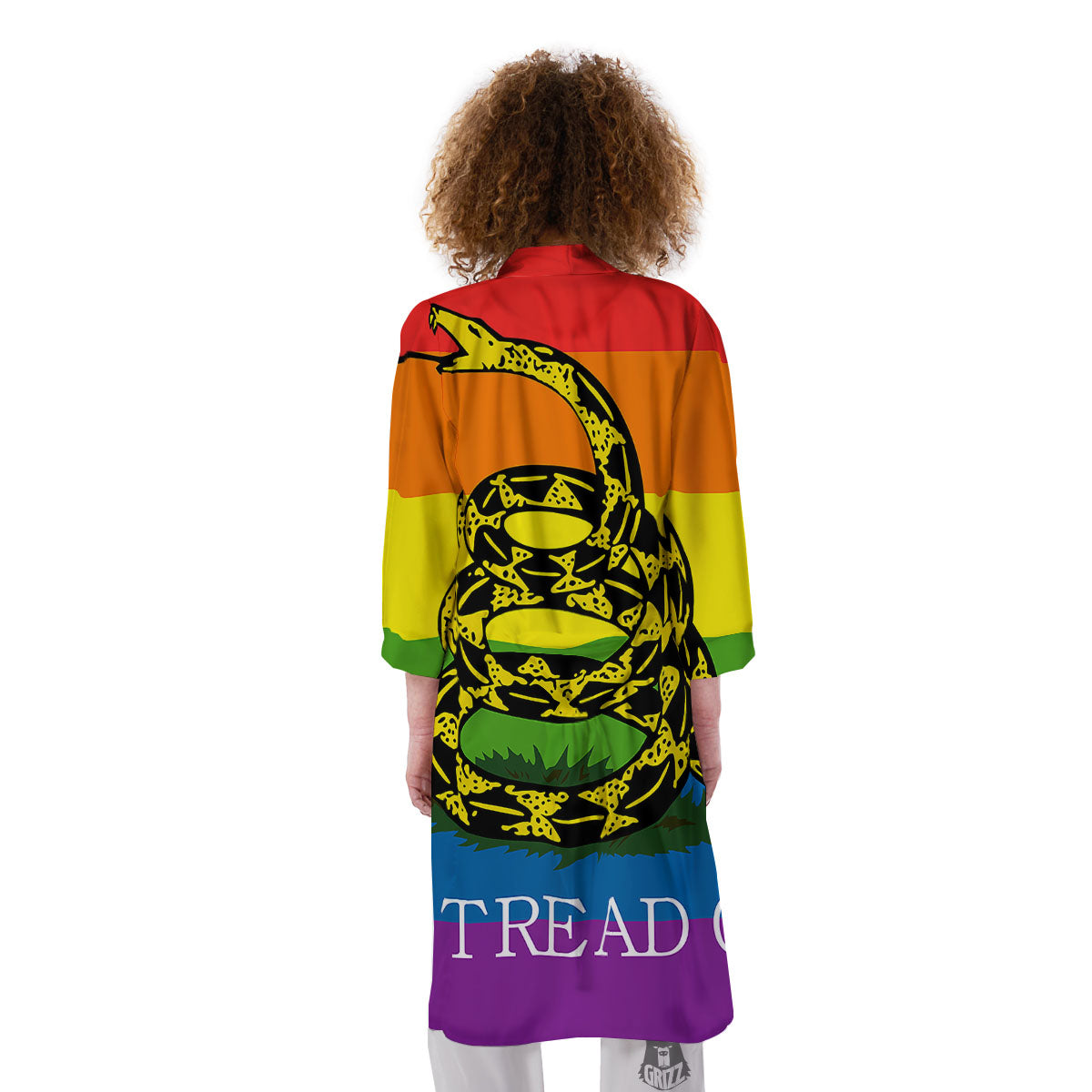 LGBT Gadsden Rainbow Flag Print Kimono-grizzshop