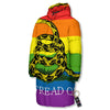 LGBT Gadsden Rainbow Flag Print Long Down Jacket-grizzshop