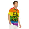 LGBT Gadsden Rainbow Flag Print Men's Golf Shirts-grizzshop