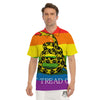 LGBT Gadsden Rainbow Flag Print Men's Golf Shirts-grizzshop