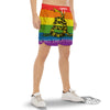 LGBT Gadsden Rainbow Flag Print Men's Gym Shorts-grizzshop