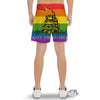 LGBT Gadsden Rainbow Flag Print Men's Gym Shorts-grizzshop