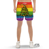 LGBT Gadsden Rainbow Flag Print Men's Gym Shorts-grizzshop