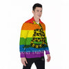 LGBT Gadsden Rainbow Flag Print Men's Long Sleeve Shirts-grizzshop