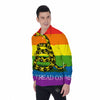 LGBT Gadsden Rainbow Flag Print Men's Long Sleeve Shirts-grizzshop