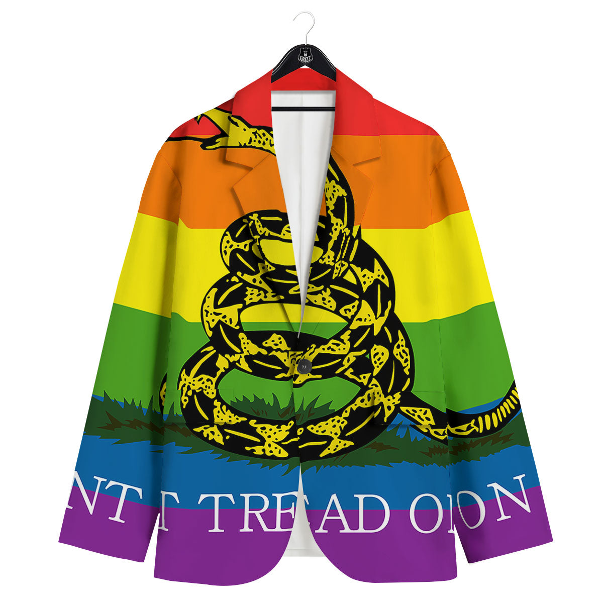 LGBT Gadsden Rainbow Flag Print Men's Sport Coat-grizzshop