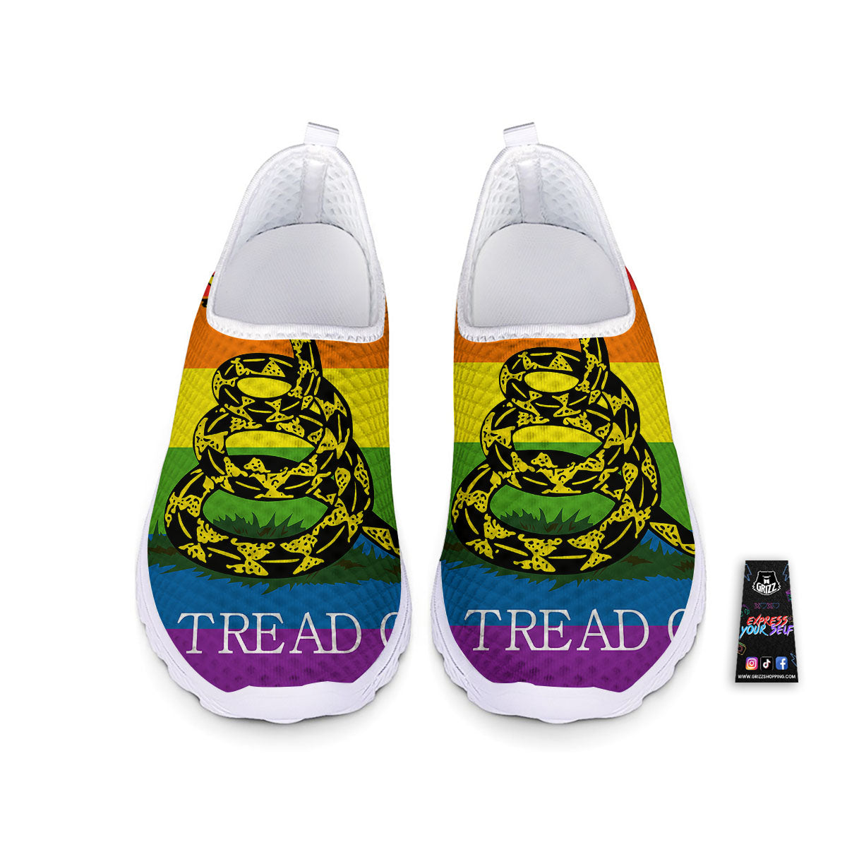 LGBT Gadsden Rainbow Flag Print Nurse Shoes-grizzshop