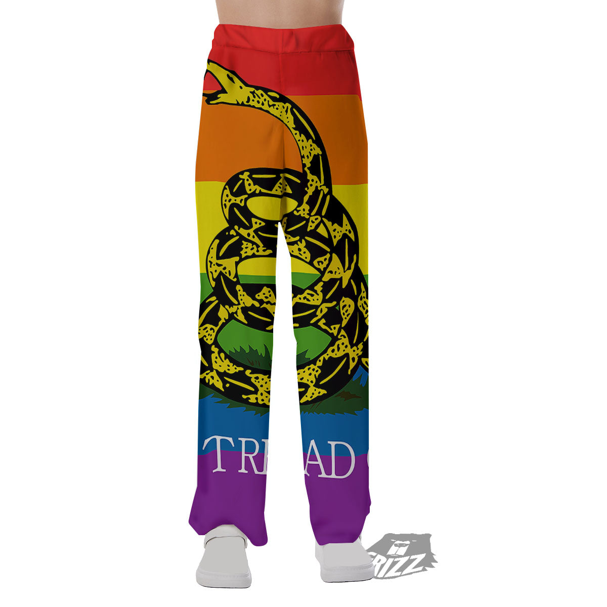 LGBT Gadsden Rainbow Flag Print Pajama Pants-grizzshop