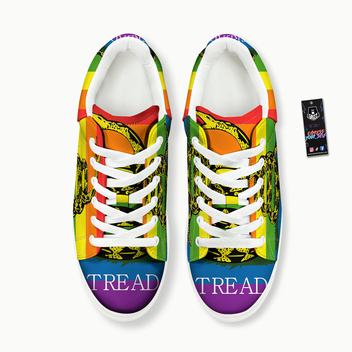 LGBT Gadsden Rainbow Flag Print Platform Shoes-grizzshop