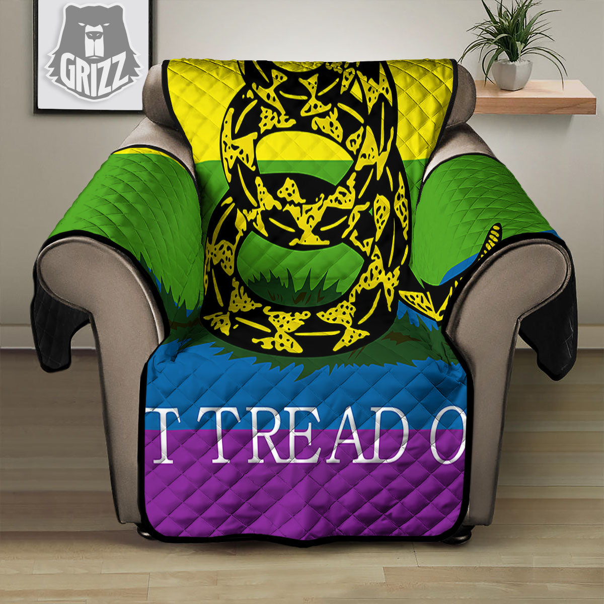 LGBT Gadsden Rainbow Flag Print Recliner Protector-grizzshop