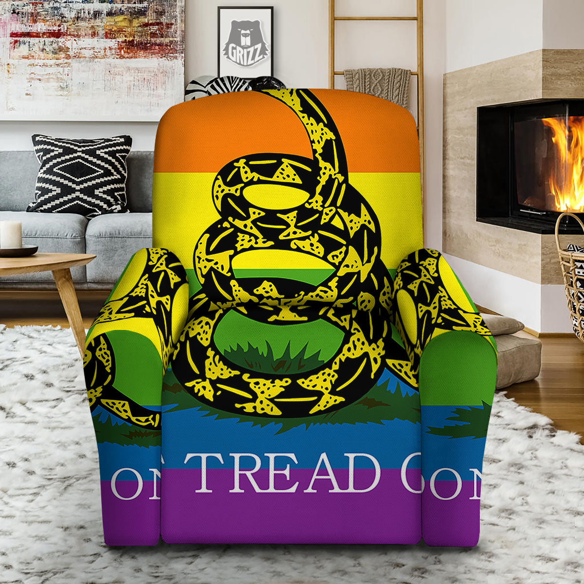 LGBT Gadsden Rainbow Flag Print Recliner Slipcover-grizzshop