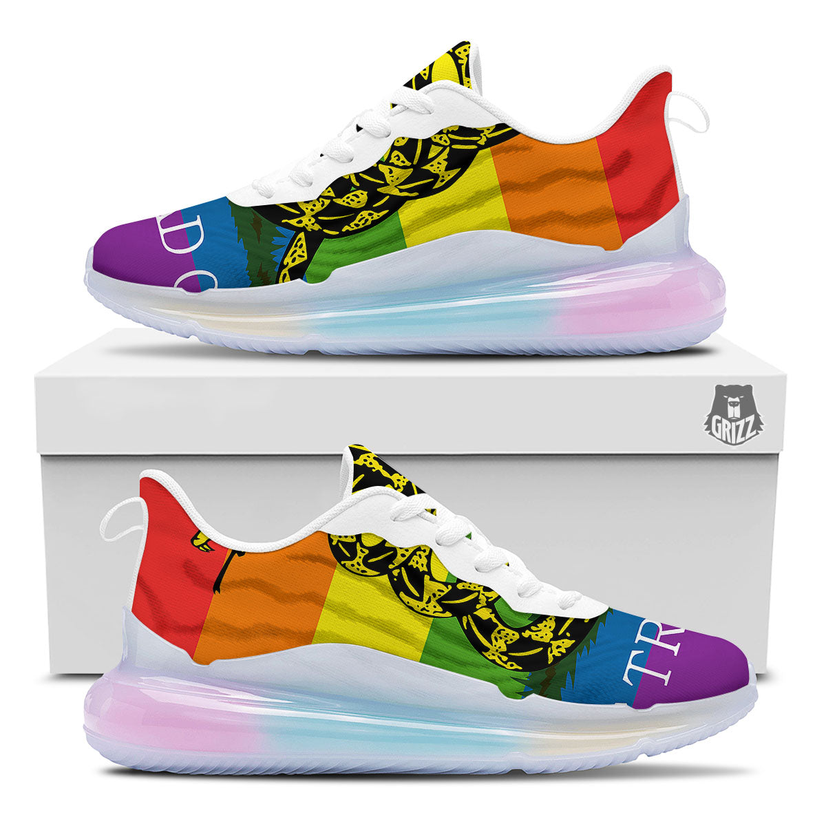 LGBT Gadsden Rainbow Flag Print Running Sneakers-grizzshop