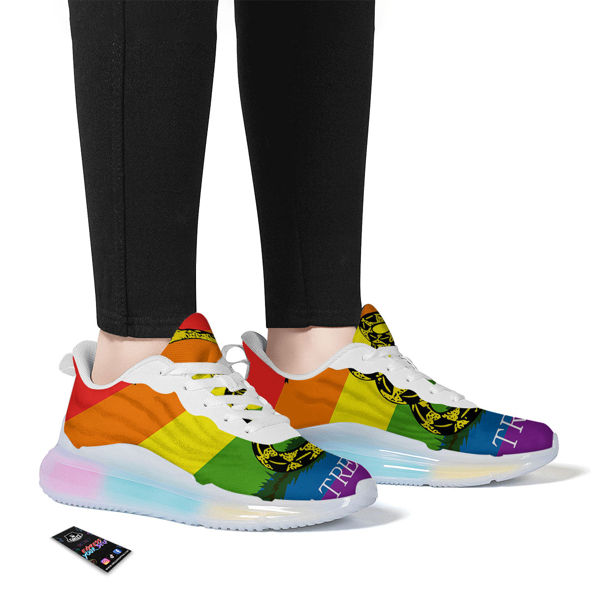 LGBT Gadsden Rainbow Flag Print Running Sneakers-grizzshop