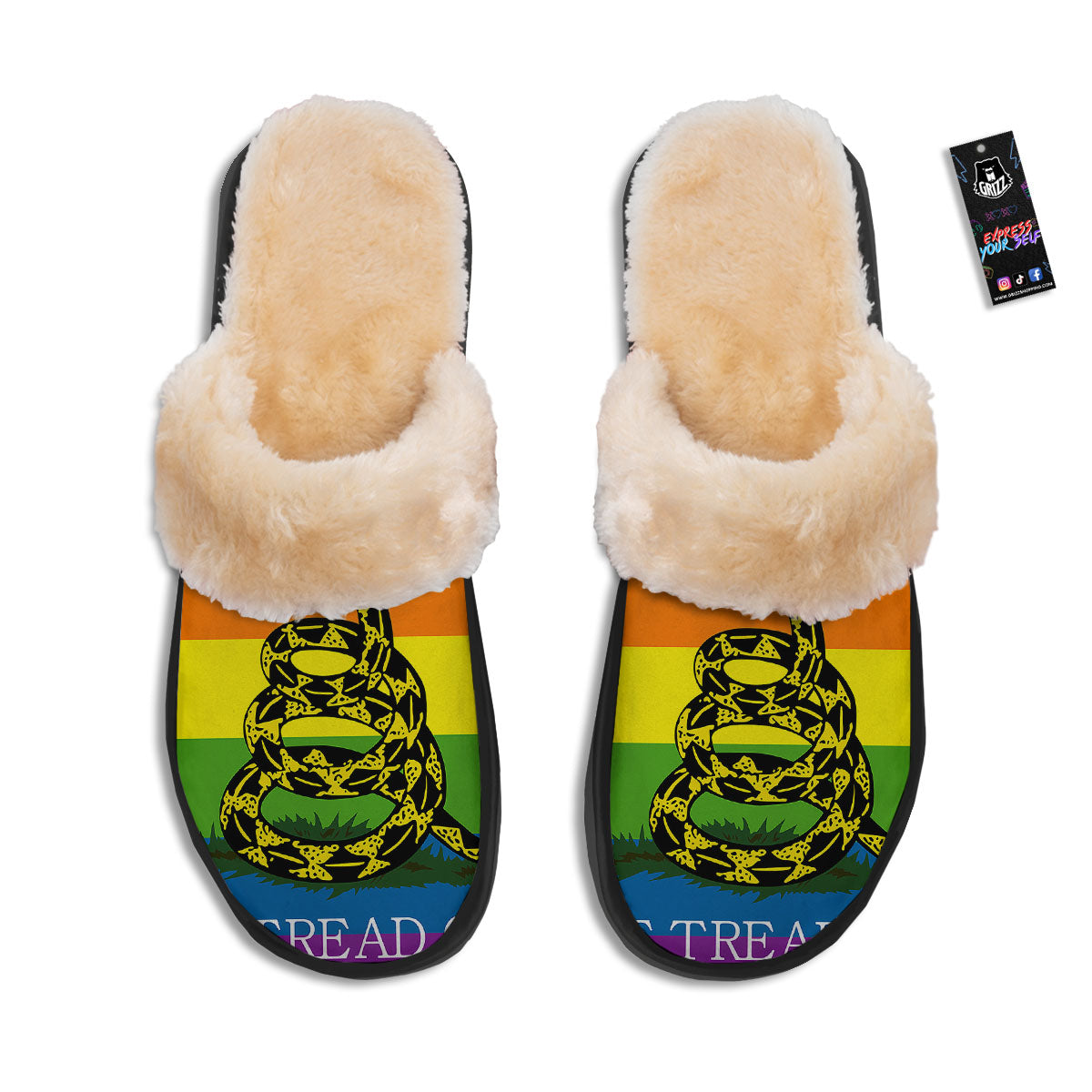 LGBT Gadsden Rainbow Flag Print Slippers-grizzshop