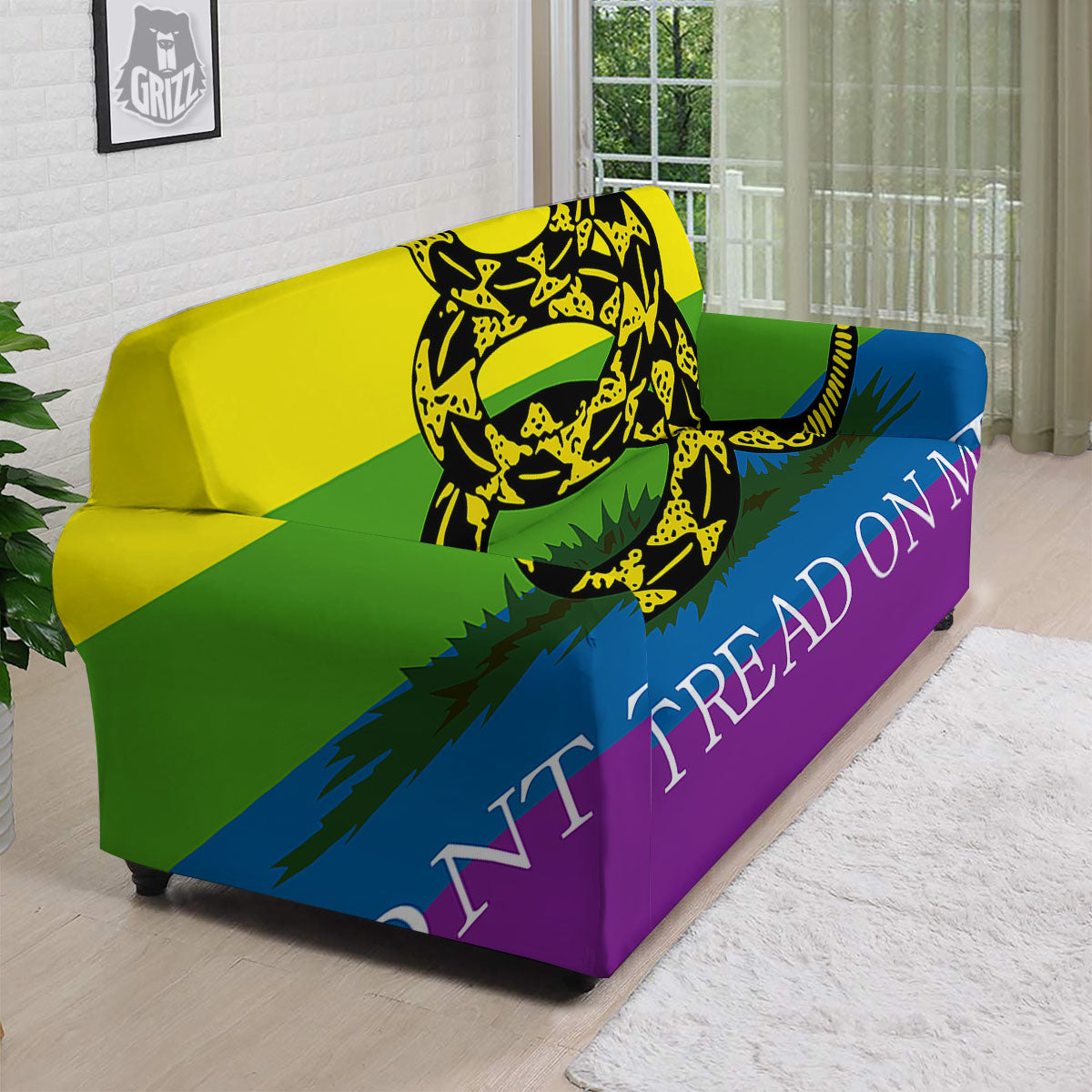 LGBT Gadsden Rainbow Flag Print Sofa Cover-grizzshop