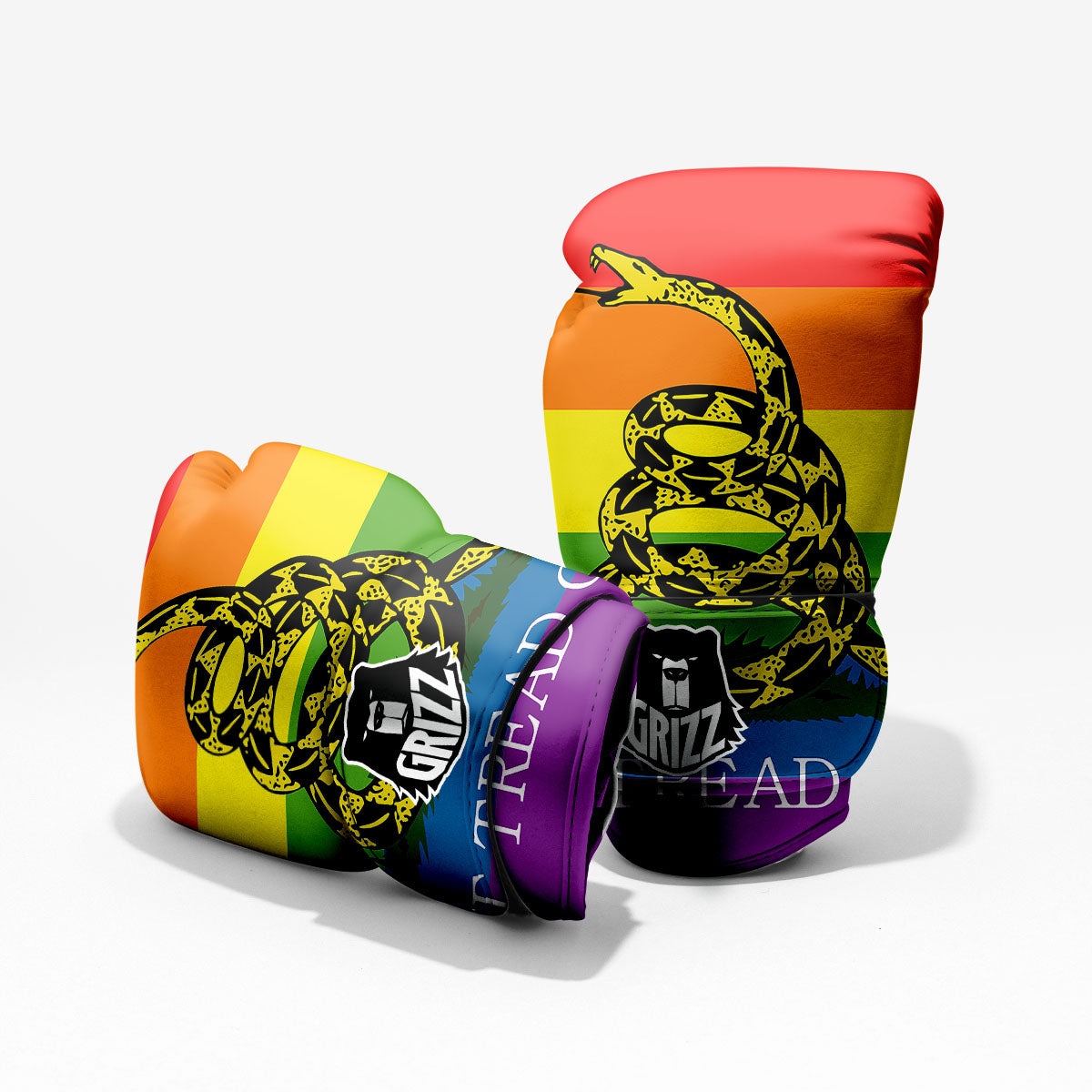 LGBT Gadsden Rainbow Flag Print Pro Boxing Glove