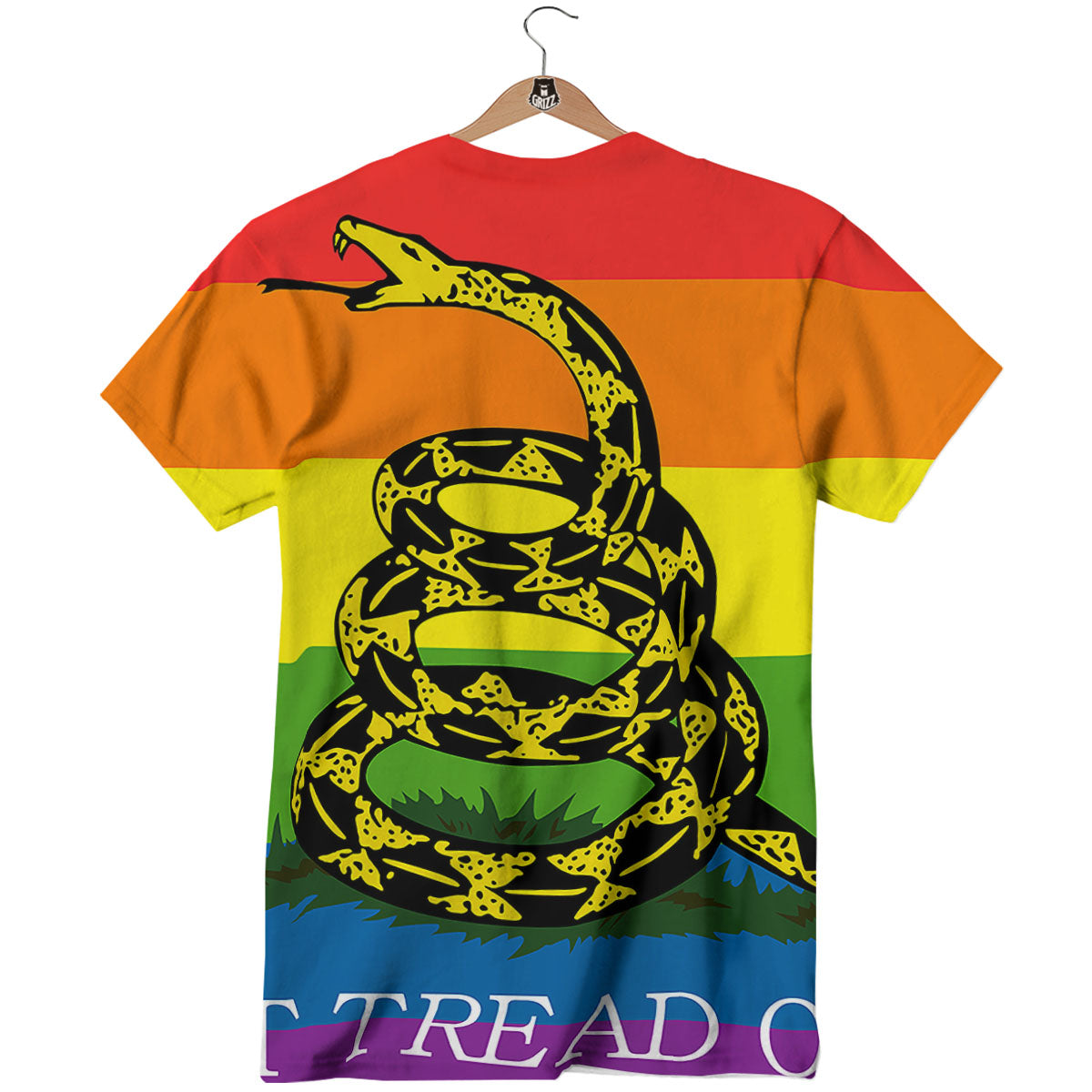 LGBT Gadsden Rainbow Flag Print T-Shirt-grizzshop