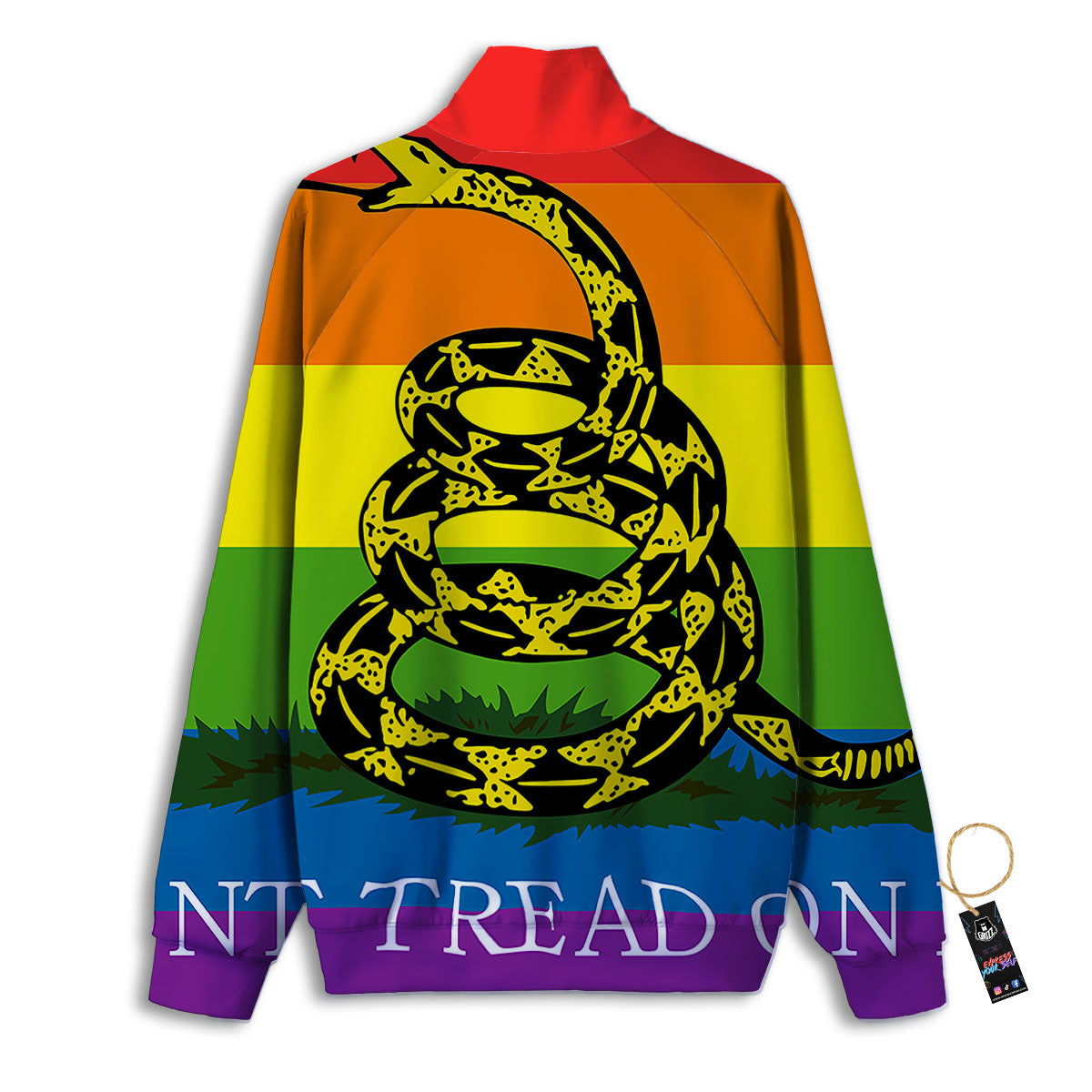 LGBT Gadsden Rainbow Flag Print Track Jacket-grizzshop