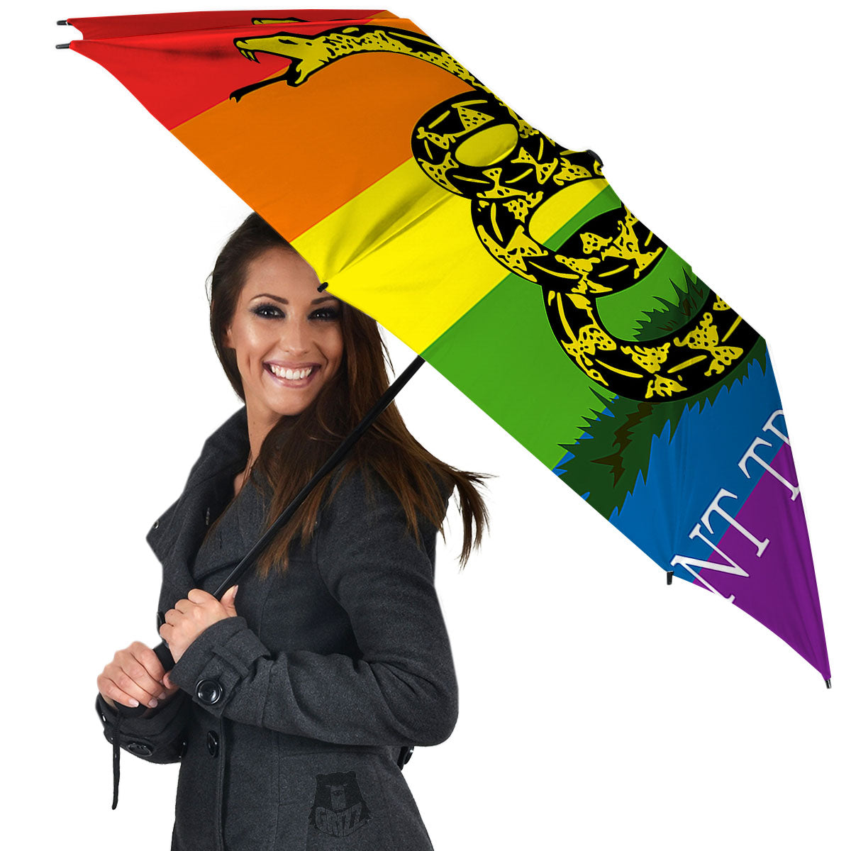 LGBT Gadsden Rainbow Flag Print Umbrella-grizzshop