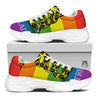 LGBT Gadsden Rainbow Flag Print White Chunky Shoes-grizzshop