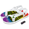 LGBT Gadsden Rainbow Flag Print White Open Toe Sandals-grizzshop