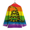 LGBT Gadsden Rainbow Flag Print Women's Blazer-grizzshop