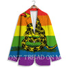 LGBT Gadsden Rainbow Flag Print Women's Blazer-grizzshop